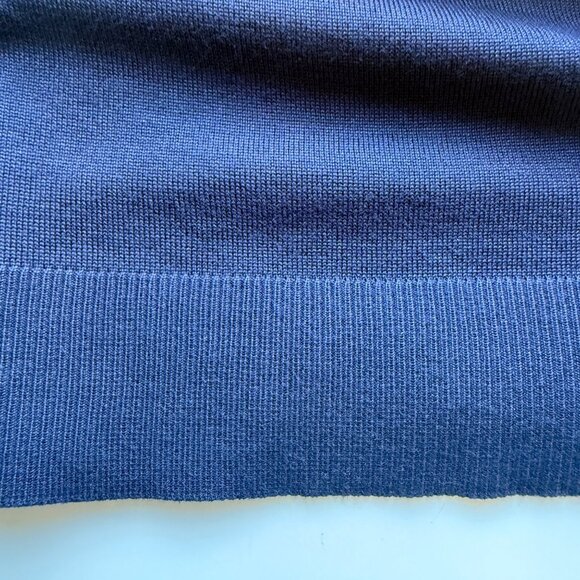 Melissa Paige Sweater Womens PM Navy Rayon Blend Ribbed Elbow Sleeve V-Neck - Picture 3 of 7